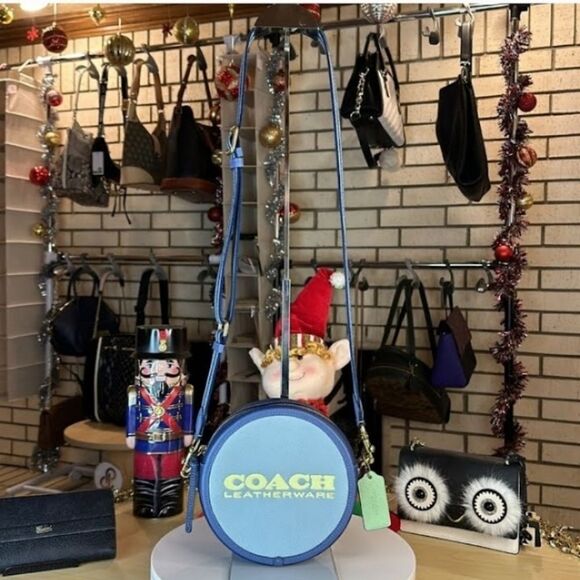 COACH KIA BLUE COLORBLOCK ROUND CIRCLE CANTEEN CROSSBODY BAG GUITAR STRAP - Picture 7 of 16